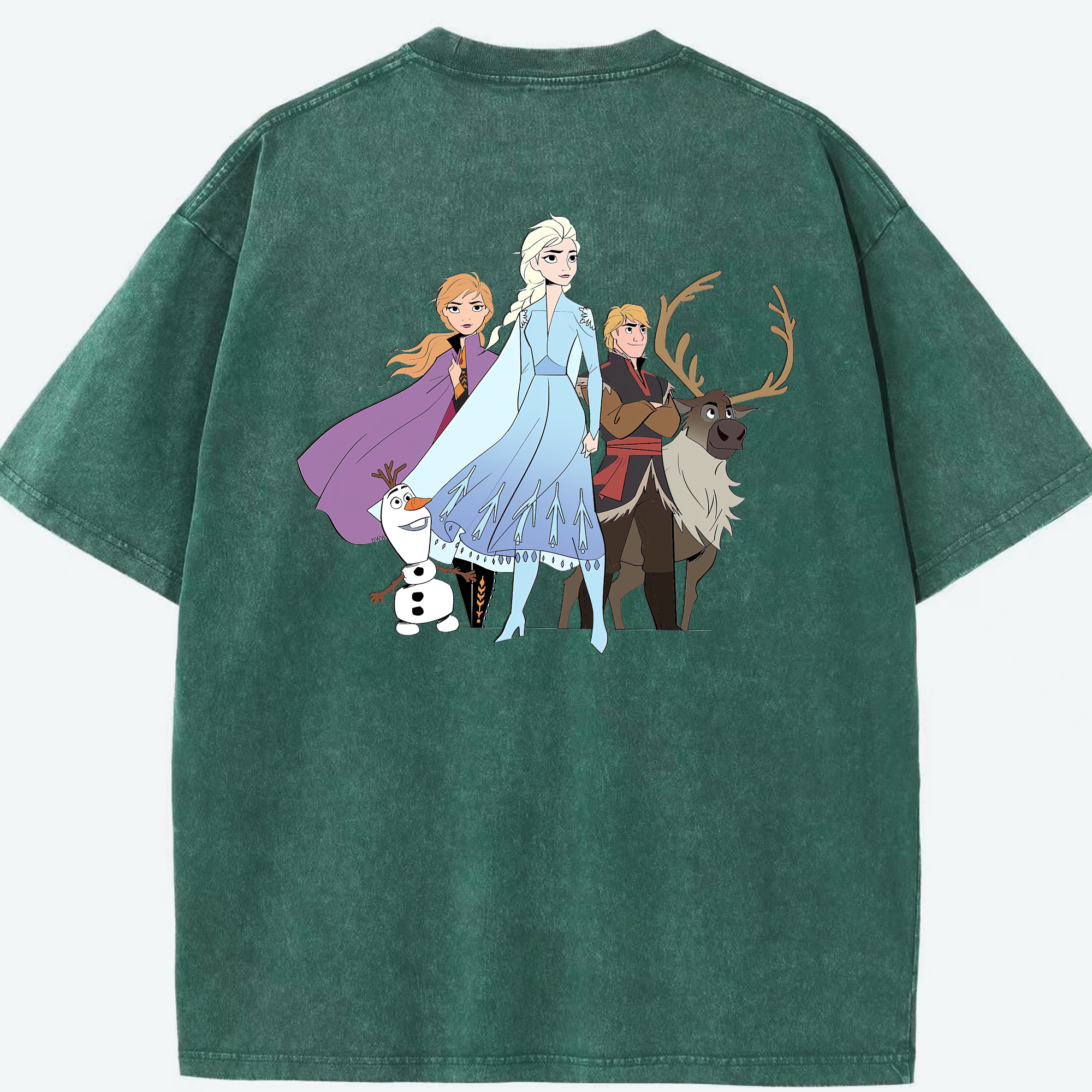 （画像用） アナと雪の女王 アンナ エルサ Frozen Anna Elsa 綿100% ヴィンテージ風 半袖Tシャツ（背面プリント）